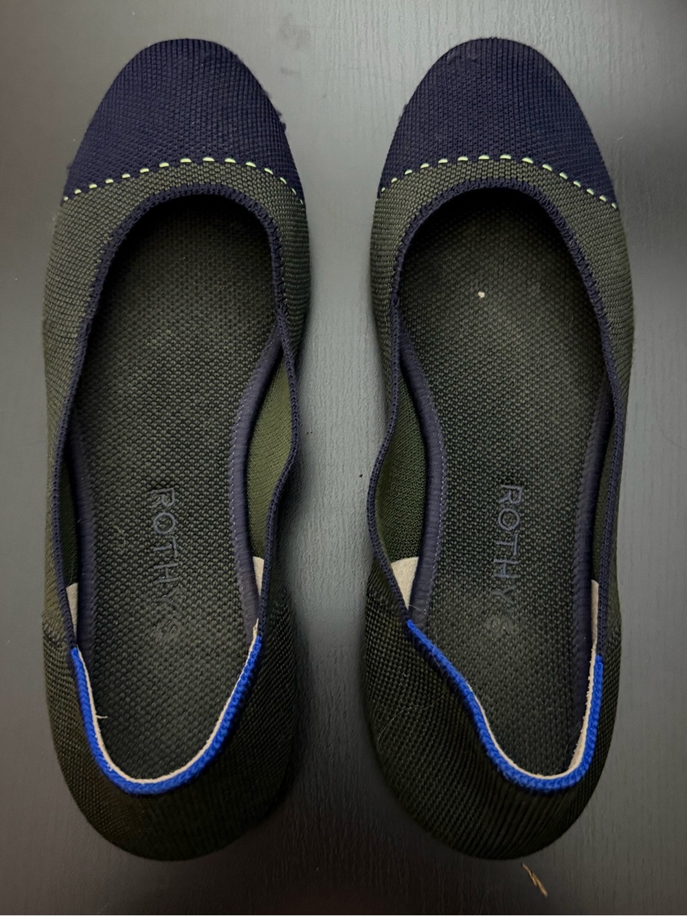 Rothy's Navy and charcoal Knit Slip-On Ballet Flats